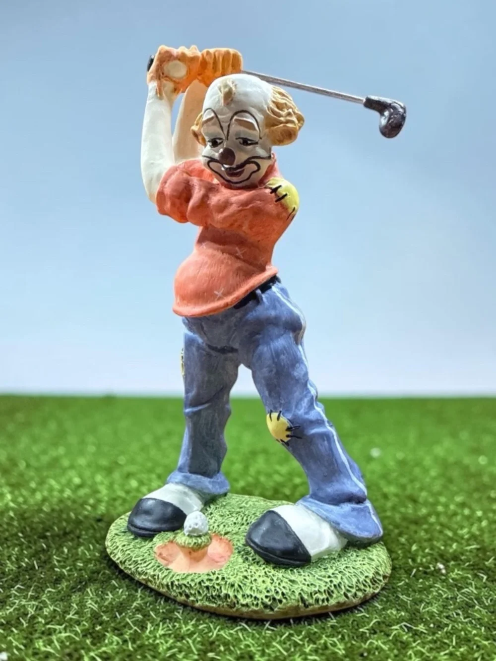 Golfing Clown Figurine